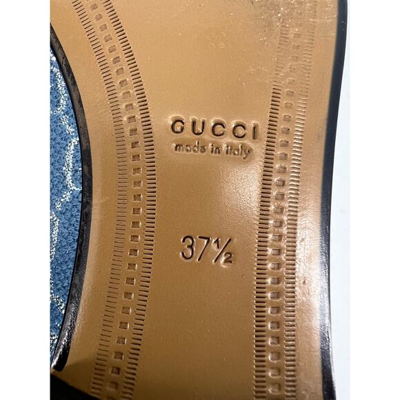 Gucci Horsebit Jordaan Lame Fabric Loafers Blue Silver Size 37.5 - Picture 12 of 13